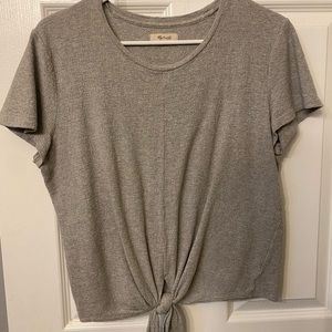 Madewell gray tie front cropped shirt